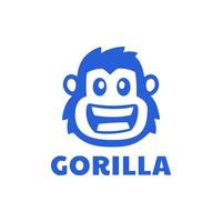 sorriso divertido design de logotipo de cabeça de gorila vetor