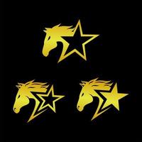 inspiração de design de logotipo de estrela de cavalo de luxo vetor