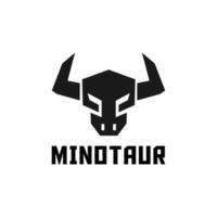 inspiração de design de logotipo de cabeça de minotauro plana touro simples vetor