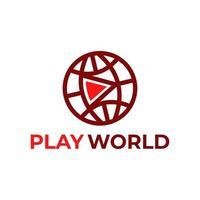 jogar globo mundial com design de logotipo do botão play vetor
