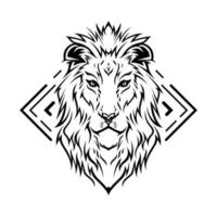 ilustração da arte da linha da cabeça do leão vetor