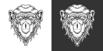arte da linha do logotipo chimp medic head vetor