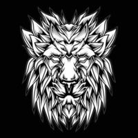 ilustração em preto e branco do logotipo da cabeça de leão vetor