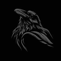 dark crow head illustraton simple vetor