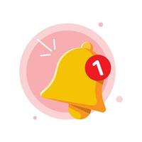 notificação de sino pop-up, número de novas notificações não abertas ou não lidas conceito ilustração design plano vetor eps10. elemento gráfico para interface de usuário vazia