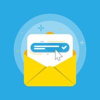 abra o conceito de verificação de e-mail ilustração design plano vector eps10. elemento gráfico simples e moderno para página de destino, interface do usuário de estado vazio, infográfico, ícone