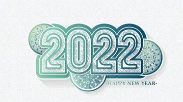 feliz ano novo 2022 design de texto de mandala de padrão gradiente vetor