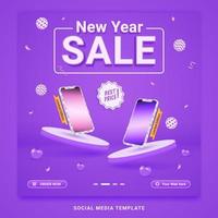promoção de ano novo, modelo de postagem de mídia social para promoção de smartphone vetor