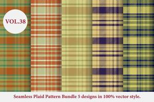 padrão xadrez pacote 5 designs vetor de búfalo, papel de parede de fundo de tecido tartan, coleção de padrões monocromáticos