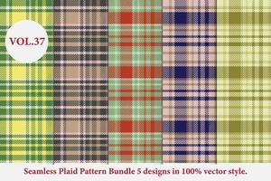 padrão xadrez pacote 5 designs vetor de búfalo, papel de parede de fundo de tecido tartan, coleção de padrões monocromáticos