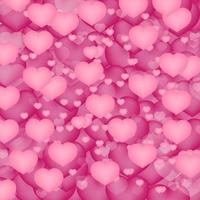 fundo 3d dos corações rosa suave. cartão brilhante do dia dos namorados s. ilustração vetorial romântica. fácil de editar o modelo de design. vetor