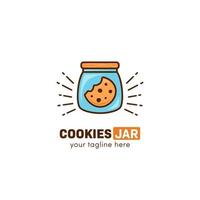 cookies jar logotipo de cookie dentro de frasco de vidro ícone símbolo modelo de vetor