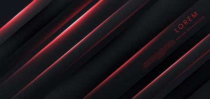 fundo preto abstrato com linhas de efeito vermelho brilhante geométrico diagonal. vetor
