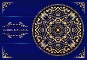 fundo de mandala de luxo com padrão de arabescos dourados, desenho de mandala ornamental estilo oriental islâmico árabe, mandala para banner, capa, cartaz, folheto, panfleto, cartão, decoração de ioga vetor