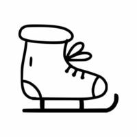 patins de gelo de inverno. ilustração vetorial no estilo doodle. elemento de decoração de cartão postal. vetor