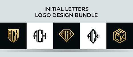 pacote de designs de logotipo ack letras iniciais vetor