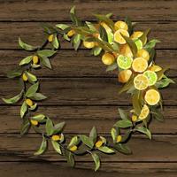coroa de flores redonda de ramos de limão. vetor