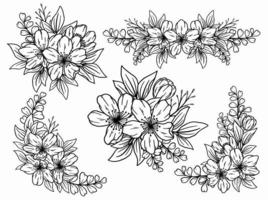 arranjo de flores com arte vetorial desenhada à mão vetor