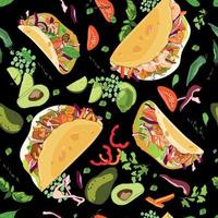 bagels de sanduíche com recheios diferentes. salmão, abacate, ovo e vegetais em estilo cartoon em um fundo preto. fundo transparente. ilustração vetorial vetor