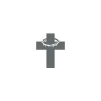 cruz e coroa de espinhos logotipo ou ícone de design vetor