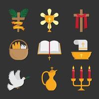 conjunto de ícone de elemento de domingo de palma vetor