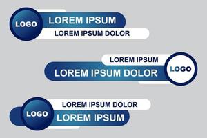 design moderno e elegante do modelo do terceiro banner inferior. conjunto gráfico de faixa de terços inferiores de notícias de transmissão para televisão. título do título do vídeo vetorial vetor