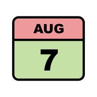 7 de agosto Data em um calendário único dia vetor