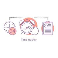 ícone do conceito de rastreador de tempo. ilustração de linha fina de ideia de gerenciamento de tempo. despertador. desenho de contorno isolado de vetor