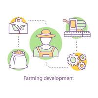 ícone do conceito de desenvolvimento agrícola. ilustração de linha fina de ideia de negócio agrícola. agricultura. Setor agrícola. desenho de contorno isolado de vetor