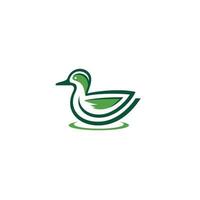 design de ícone ou logotipo de pato verde-azulado com asas verdes vetor
