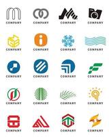 um conjunto de 20 logotipos de empresas em vários campos vetor