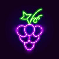 ícone de uvas neon vetor