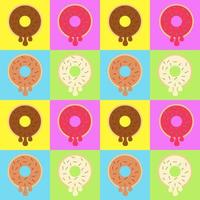 ilustração vetorial design de donuts variantes fazem um padrão. bom para colocar como papel de parede de café ou praça de alimentação. vetor