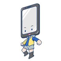 personagem de desenho animado do telefone móvel. vetor