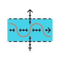 ícone de cor do gráfico de função. função duplicada. sinusóide. curva senoidal. diagrama. gráfico matemático. acústica, onda de luz. representação simbólica da informação. ilustração vetorial isolada vetor