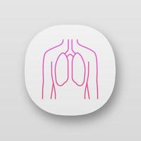ícone do app de pulmões saudáveis. órgão humano com boa saúde. bem-estar das pessoas. funcionamento do sistema pulmonar. saúde respiratória. interface de usuário ui ux. aplicativos da web ou móveis. ilustrações isoladas de vetor