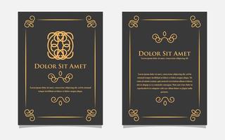 design de cartão ouro vintage com um fundo preto. modelo de ornamento de ouro de luxo. para convite, menu, papel de parede, folheto, decoração. vetor