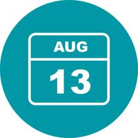 13 de agosto Data em um calendário de dia único vetor