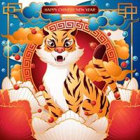 feliz ano novo chinês com o ano do tigre vetor