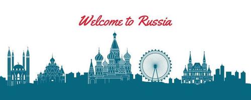 famoso ponto turístico da Rússia, destino de viagem, design de silhueta, design clássico vetor