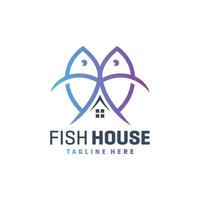 contorno do peixe e logotipo da casa vetor