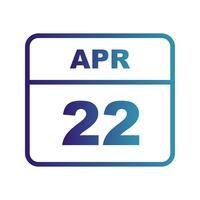 22 de abril Data em um calendário único dia vetor