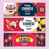 conjunto de banner de feliz ano novo chinês vetor