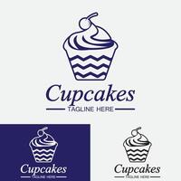 modelo de vetor de design de logotipo de cupcake. ícone de padaria de cupcakes.