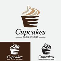 modelo de vetor de design de logotipo de cupcake. ícone de padaria de cupcakes.