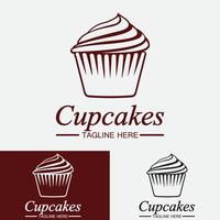 modelo de vetor de design de logotipo de cupcake. ícone de padaria de cupcakes.