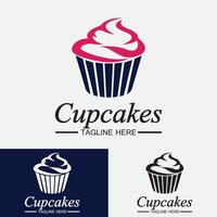 modelo de vetor de design de logotipo de cupcake. ícone de padaria de cupcakes.