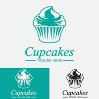 modelo de vetor de design de logotipo de cupcake. ícone de padaria de cupcakes.