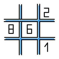 ícone de cor do quebra-cabeça sudoku. jogo de colocação de números. exercício mental. engenhosidade, conhecimento, teste de inteligência. quebra-cabeças. Solução de problemas. encontrar solução. ilustração vetorial isolada vetor