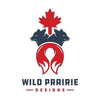 logotipo do animal raposa e símbolo do Canadá vetor